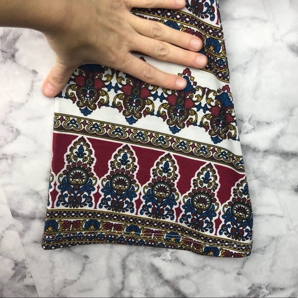 Gypsy Boho Print Bell Sleeve Crop Top - Picture 4 of 8